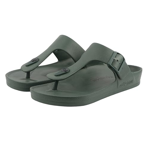 Image of Men's Lightweight Comfort Slides Single Buckle Slip-on Adjustable EVA Orthopedic Flat Slippers.