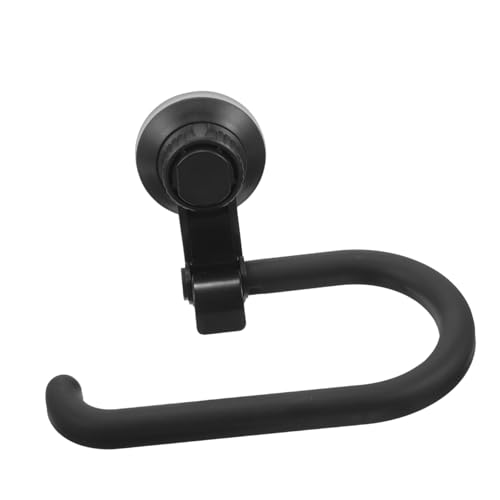 Angoily Suction Cup Toilet Paper Holder Wall Mounted Bathroom Tissue Roll Dispenser Black Portable Paper Towel Holder for Kitchen Washroom
