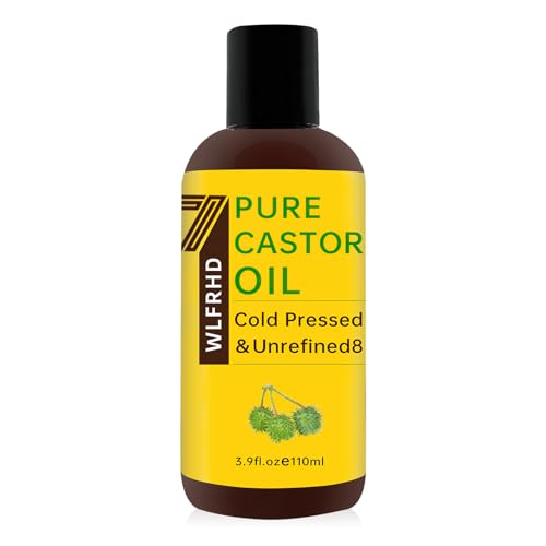 Aceite de ricino orgánico, aceite de ricino prensado en frío, aceite de ricino puro, aceite de ricino cosmético para el rostro, pestañas, cejas, crecimiento del cabello (3,9 fl.oz 110 ml)