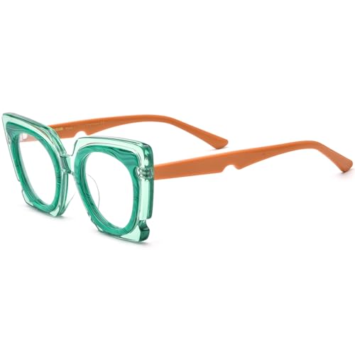 Image of HEPIDEM Gradient Multicolor Acetate Glasses Frame Women Big Oversize Eyeglasses 2023 New Spectacles Eyewear