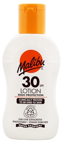 Malibu Sun SPF 30 Lotion High Protection Sun Cream Moisturising Body Lotion with Vitamin E and Aloe Vera Water Resistant 100ml
