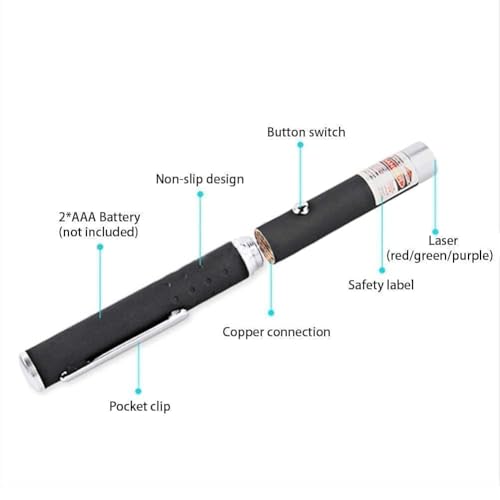 Image of Ultra Powerful Green Laser Pointer Pen, 1000 FT Range with Adjustable Cap for Presentation, Long Range Laser Beam with Extra Disco Light Effect, Ideal for Project Design and Professional Green