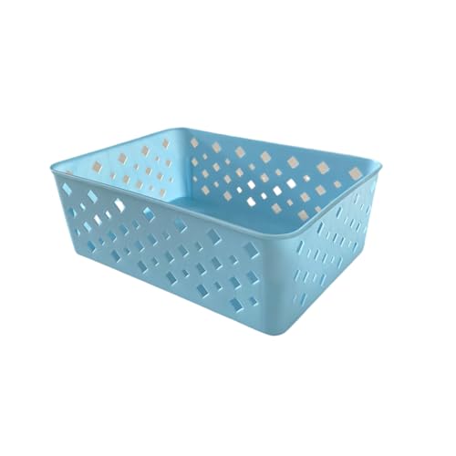 Kit 6 Cestos Multiuso Organizador Gaveta Empilhável 19x14x6 Cor:Azul