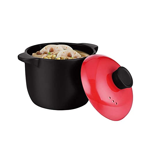 Olla de cerámica antiadherente grande cacerola cacerola de cerámica redonda con tapa, olla de cocción de 21 cm, 4 litros-4 (1)
