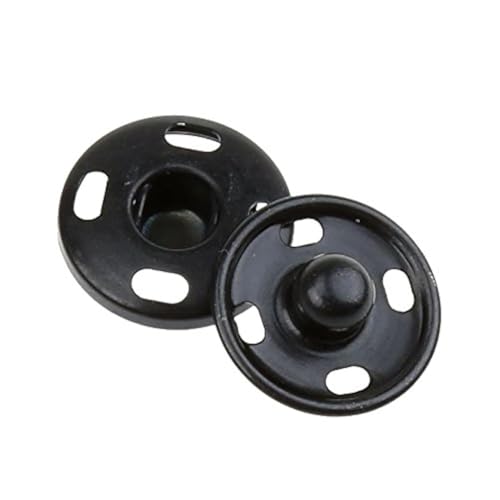COTOWIN Sew-On Snaps,Black Press Buttons,Pack of 10,15mm