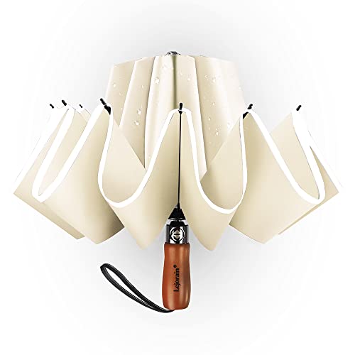 Lejorain Golf Umbrella Reverse Folding - 50Inch Large Automatic Compact Inverted Umbrella Refective Strip For Men #TOP25