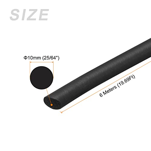 METALLIXITY Foam Rubber Weather Seal Strip (10mm Diameter x 6m Long) 1pcs, EPDM Rubber Round Seal Strip - for House Repair Door, Black - Image 2