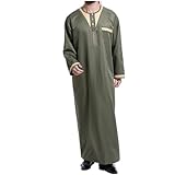 zhxinashu Muslim Clothing for Men Thobe Arabic Islamic Mens Dress,Green,L
