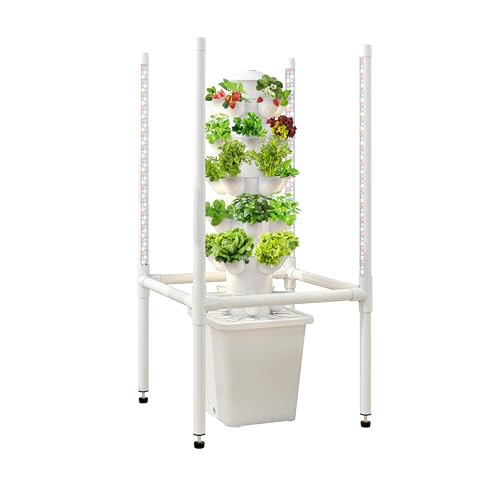 LYCereal Hydroponics Growing System, 30 Pods Indoor Hydroponic Garden with 48W LED Grow Light for Year-Round Gardening, Plants Germination Kit, Hydroponic Tower for Gifts, Herb, Vegetable (No Seed)