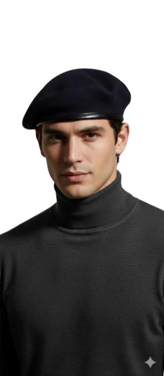 Alphanic Unisex Classic Wool Beret Hat, Black French Style-image-29
