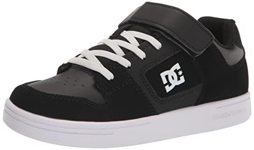 DC Boy's Unisex-Child Manteca 4 V Youth Skate Shoe, Black/Black/White, 1.5 Little Kid