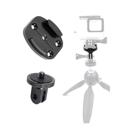 BGNing CNC Aluminum Flat Surface Mount w/Tripod cam Adapter  Compatible with GoPro Hero3/3+/4/5/6/7/8/9/MAX, Insta360 ON - Detailed View