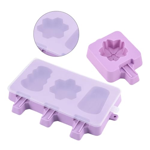 GLEAVI 2個 シリコン製アイスクリームモールド 柔軟でノンスティック 低温耐性で冷凍庫対応 大幾何学 小桜デザイン 自家製ポップシクル作