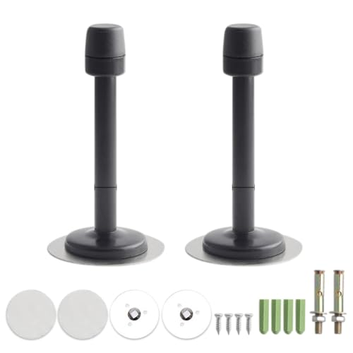 FEEIMOL 2 pezzi Ferma Porta da Muro Fermaporta Esterno o da Interno Proteggi Muro Salvaporta da Casa in Acciaio Inox con Tappino in Gomma Nero 105mm