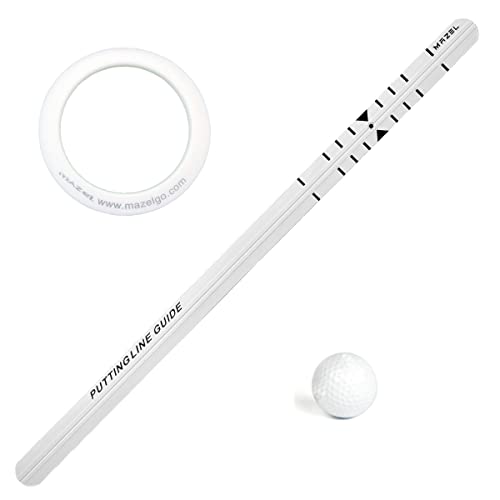 Mazel Golf Putting Alignment Rail,Alloy Steel Golf Trainer Aid For Putting Green,35 * 1.6 Inch,Precision Distance Control & Instant Feedback (Putting Alignment Rail, Putting Ring, Practice Ball) #TOP1