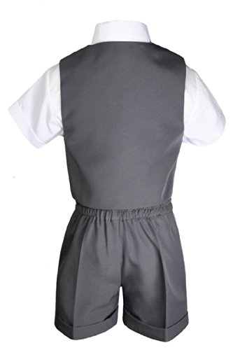 4pc Boy Infant Baby Formal Party Wedding Eton Vest Shorts Suit Set Size Sm-4T3