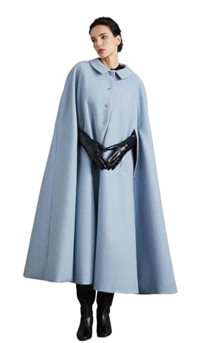 BEAUTELICATE Umhang Mantel Damen Wollmischung Poncho Cape Wintermantel Lang Bubikragen Winddicht Mantel mit Taschen Herbst Winter für Hochzeit Weihnachten Festliche...