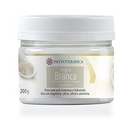 PHYTOTERAPICA - Argila Branca - Aromaterapia - Máscara facial e corporal - Para uma pele iluminada e hidratada, auxilia no estímulo do colágeno e elastina, atenuando rugas e linhas de expressão - 200g