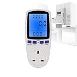 Power Meter, Power Meter UK Plug, Power Meter Energy Monitor, Power Meter Electricity Usage Monitor, 13A Energy Monitor with LCD Display UK Plug, for Home Appliances(Blue Backlight)