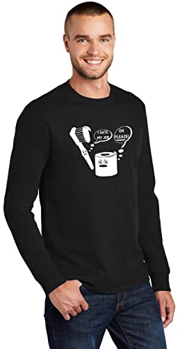 Image of I Hate My Job Toothbrush Toilet Paper Funny Top Toothbrush Toilet Paper Humor Graphic Cotton Tee Adult Youth Tall Men Women