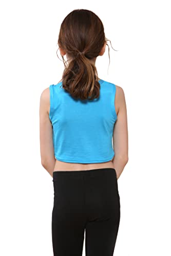 Image of Kids Girls Neon Fluorescent Vest Crop Tops T-Shirt Tee Top Dance Wear Gymnastic Fancy Dress Age 5-14 Years