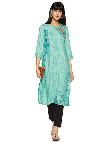 Image of Rangriti Turq Straight Viscose Kurta for Women
