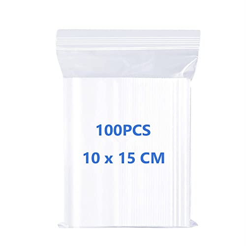 Resealable Plastic Zip Lock Pouches, 10 X 15cm Clear Grip Seal Bags for Beads, Jewelry, Snacks, Medicine
