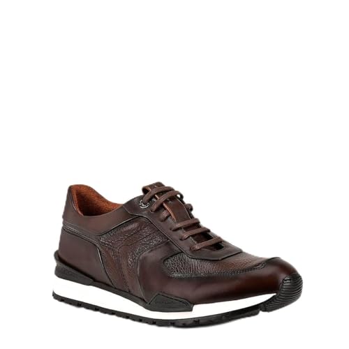 FRANCO CUADRA Men's Sneakers in Genuine Deer Leather Brown