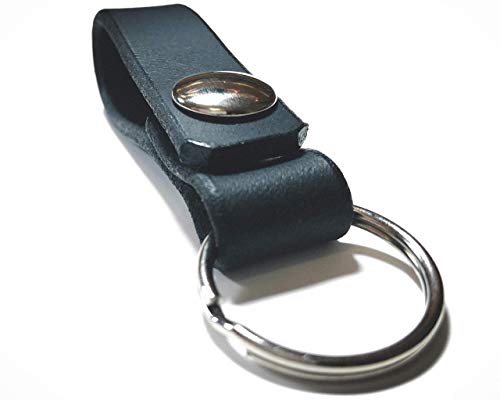 Leather Belt Loop Keychain with Snap Black Dangler Simple Tactical Natural Veg Tan American Made