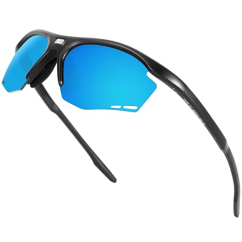 Image of BIRCEN Mens Polarized Sunglasses for Sports: TR90 Lightweight Sun Glasses Wrap Around Shades for Fishing Driving Cycling