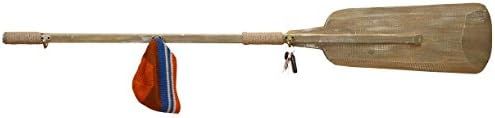 Three Hook Coat Rack, Wood Boat Oar Decorative Wall Mounted Accent Piece, 55-inch, Rustic Brown, Nautical Decor