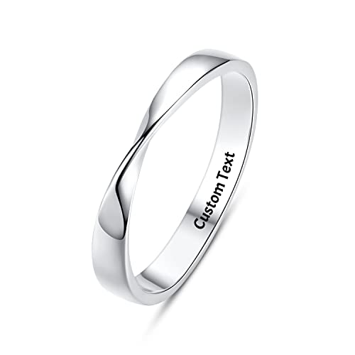 Friendship Rings Mobius Twist Best Friend Ring for 2 Matching Friends Bff Soul Sister Couples Twin His and Her Love Gifts Simple Promise Pinky Personalized Engraved Custom Name Sterling Silver