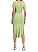 LYANER Women's Twist Front Cut Out Split Hem V Neck Short Sleeve Knit Bodycon Midi Dress Green Small