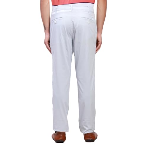 Image of Colorplus Men's Cotton Blend Solid Piece Dyed Pattern Contemporary Fit Flat Front Casual Trouser