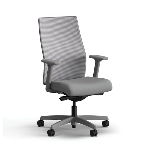 Image of HON Ignition 2.0 Mid‑Back Ergonomic Office Chair, Mesh Task Seating with Lumbar Support, Advanced Synchro‑Tilt, Height and Width Adjustable Arms, Titanium Frame, Frost