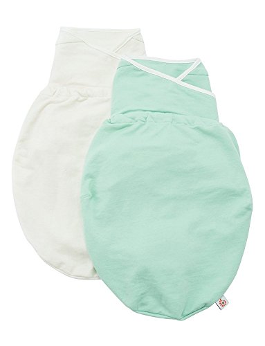 Ergobaby Swaddler 2 Pack - 100% Cotton Baby Swaddle Blanket - Green/Natural - Small/Medium