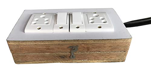 Image of Electric Extension Wooden Board (1 Meter 3Core Wire) (2 Socket 2Switch-7x4x1.5)