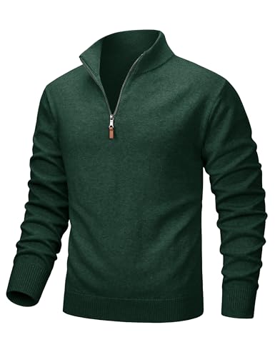 Image of MAGCOMSEN Men's Quarter Zip Pullover Lightweight Mock Neck Polo Sweater Long Sleeve Warm Fall Winter Pullover Sweaters