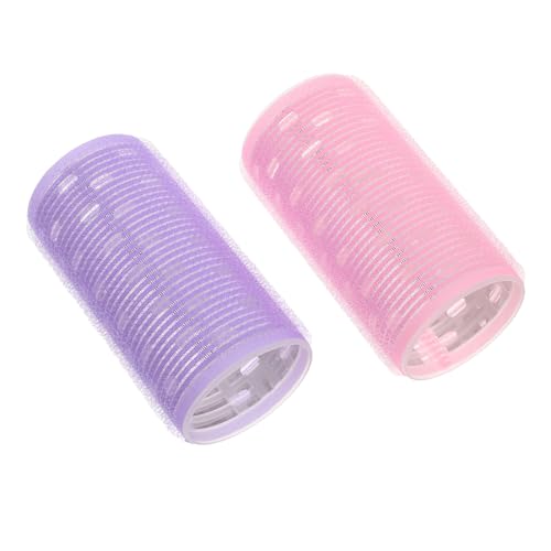 Healeved Rizador de Pelo Portátil Jumbo para Flequillo 2 Piezas Núcleo de Aluminio Rulos Térmicos Grandes Rosa y Morado Volumen Natural para Cabello Corto y Largo Herramienta de