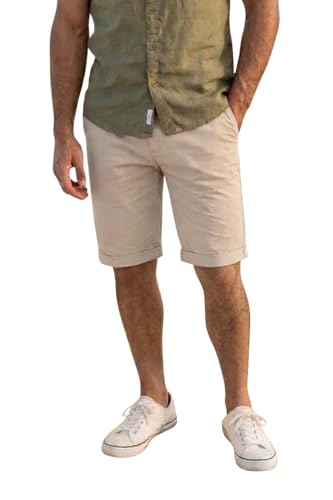 Image of Louis Philippe Men's Slim Fit Cotton Blend Solid Casual Shorts with Stretch