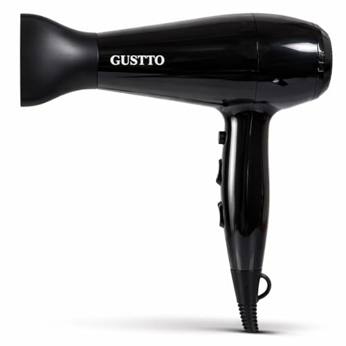 Image of Hair Dryer for Women | Fast Drying, Low Heat Damage, Smooth & Frizz-Free Hair | 1800-2000W Professional Blow Dryer with Cool Shot | Gustto Elevate (Black), BIS Certified
