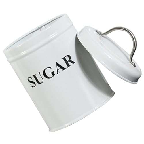 jojofuny Recipiente Hermético para Almacenamiento de Té a Granel Lata Metálica Vintage Blanca de Estilo Nórdico Frasco Multifuncional para Café Azúcar y Polvo Proteico Adecuado para