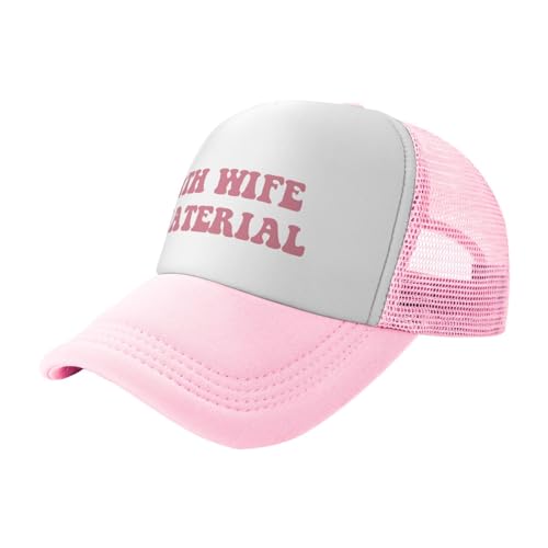Image of Put It On My Boyfriends Tab Trucker Hats for Women Pink Men Humor Gift Pink Hats for Men