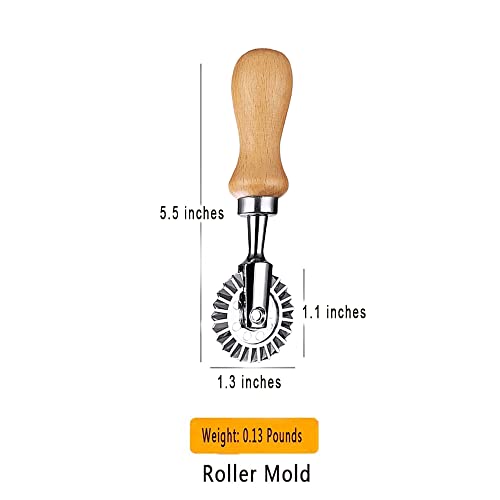 Mtomdy Ravioli Cutter Stamps With Roller Wheel Round Mold With Wooden Handle And Fluted Edge Pasta Press Pasta Cutter For Home And Kitchen Use- 1.3" Diameter #TOP1