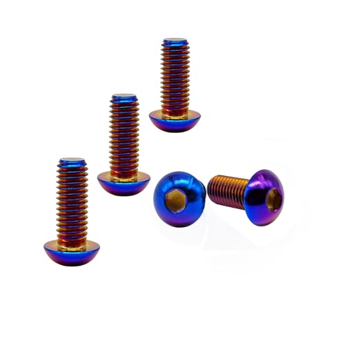 RISON Titanium Screws M3X15mm Fully Threaded Screws ISO7380 Button Head Hex Socket Cap Screws Burnt...