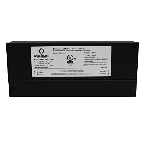 Image of LA LED Lighting 300W Dimmable LED Driver 24V 12.5A Constant Voltage - Flicker-Free - UL, cUL, FCC - Class 2, Class P, Type HL - TRIAC /ELV /MLV - IP65 Waterproof - 100-277V AC Power Supply