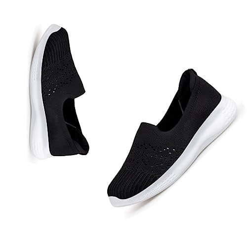 Women's Slip-on Mesh Cutout Loafers,Low Top Lightweight Knit Breathable Mesh Walking Shoe,Comfort Flat Nurse Work Casual Shoes.
