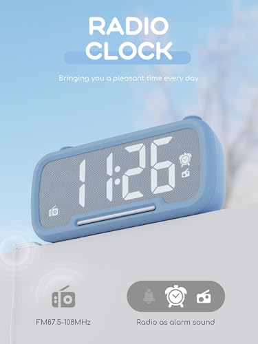 ROCAM Alarm Clock Radio for Bedrooms with Bluetooth Speaker, Auto-Off Timer, Dimmer, Battery Backup, Loud Alarm Clock for Heavy Sleepers with USB Ports Night - Image 3