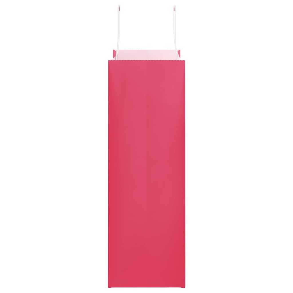 Bolsas de papel kraft con asas rosa 26 x 12 x 35 cm, juego de 250 piezas, bolsas de compras de papel reciclable para compras, fiestas y envoltura de regalo