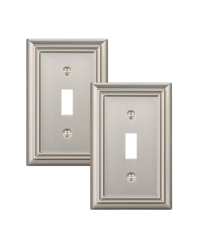 DEWENWILS Single Toggle Wall Plates Brushed Nickel Metal Light Switch Cover Plates 4.92 x 3.14 Outlet Wall Plates Switch Plate Covers for Home Decor 2 Pack